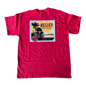 RELIEF POSTCARD POCKET T SHIRT RED