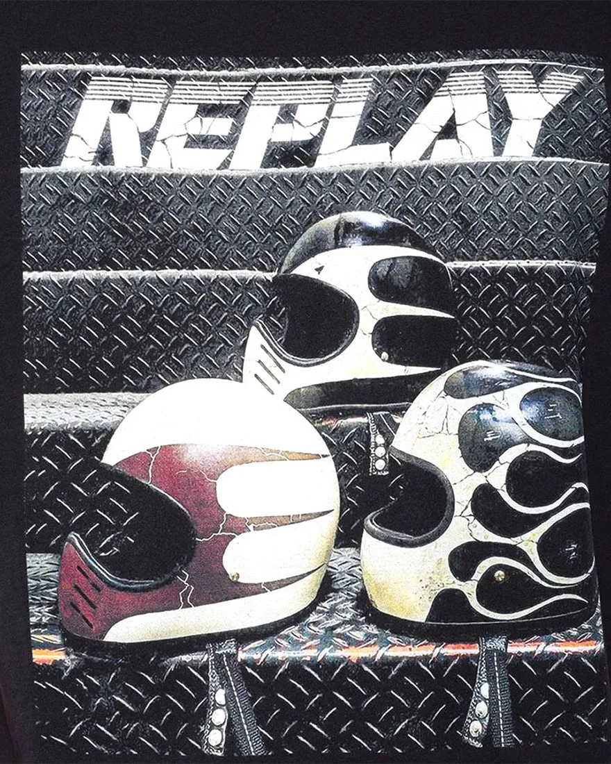 REPLAY M37302660 HELMET BLACK CREW T-SHIRT