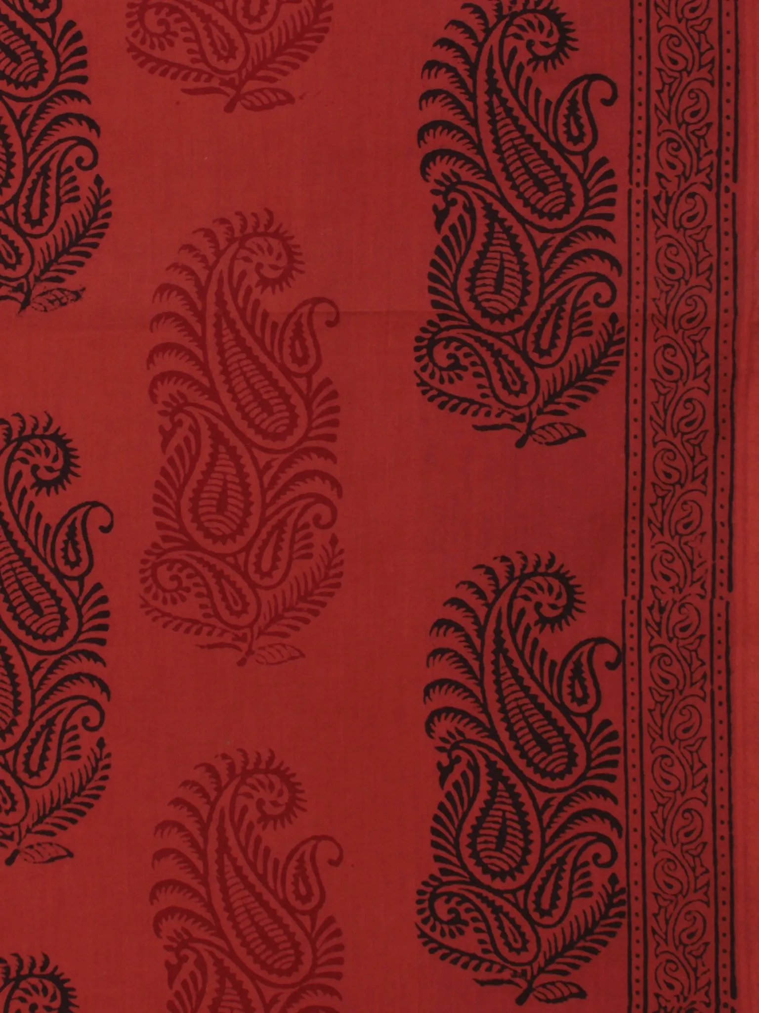 Rust Red Black Bagh Printed Cotton Fabric Per Meter - F005F2086