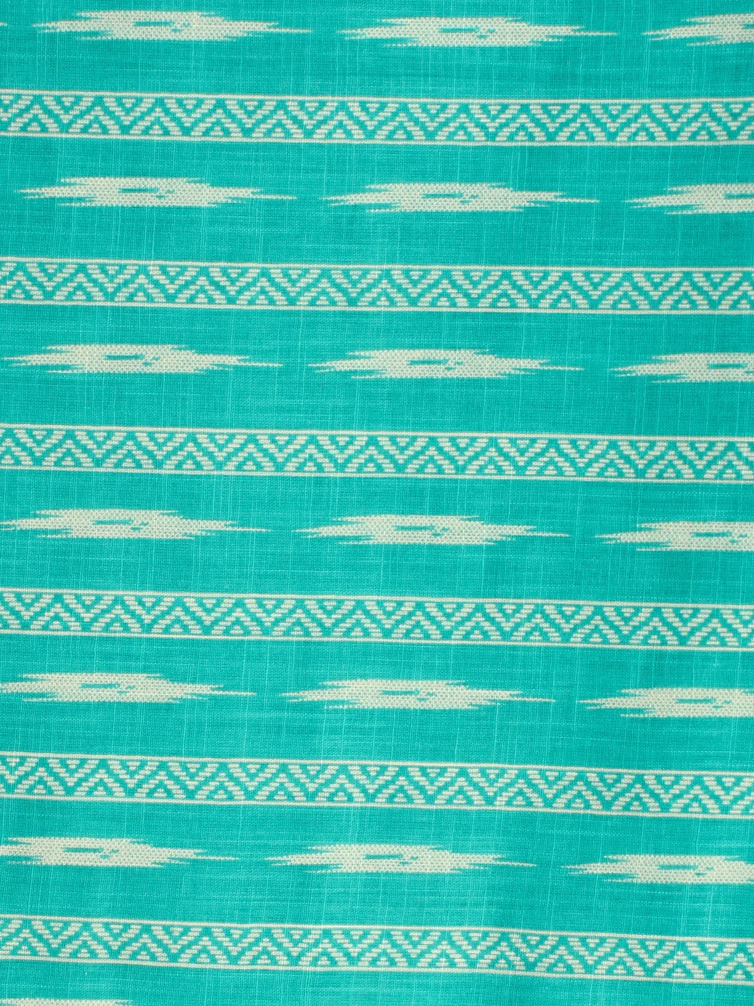 Sea Green White Block Printed Cotton Fabric Per Meter - F001F2194