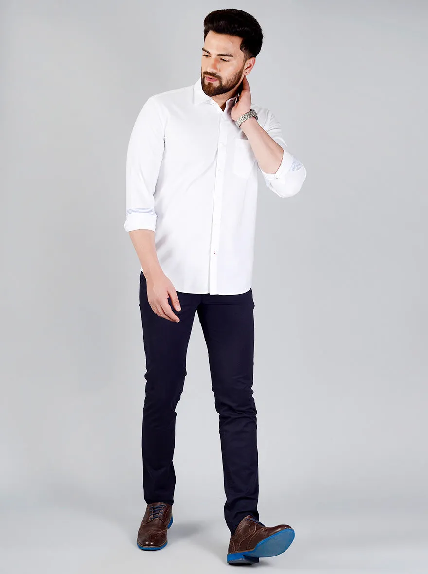 Snow White Solid Slim Fit Casual Shirt | JadeBlue