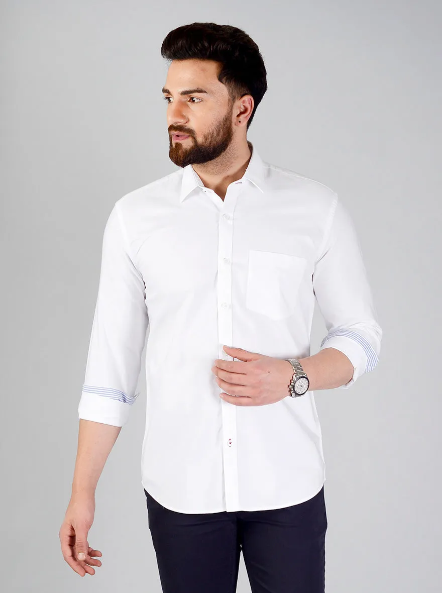 Snow White Solid Slim Fit Casual Shirt | JadeBlue