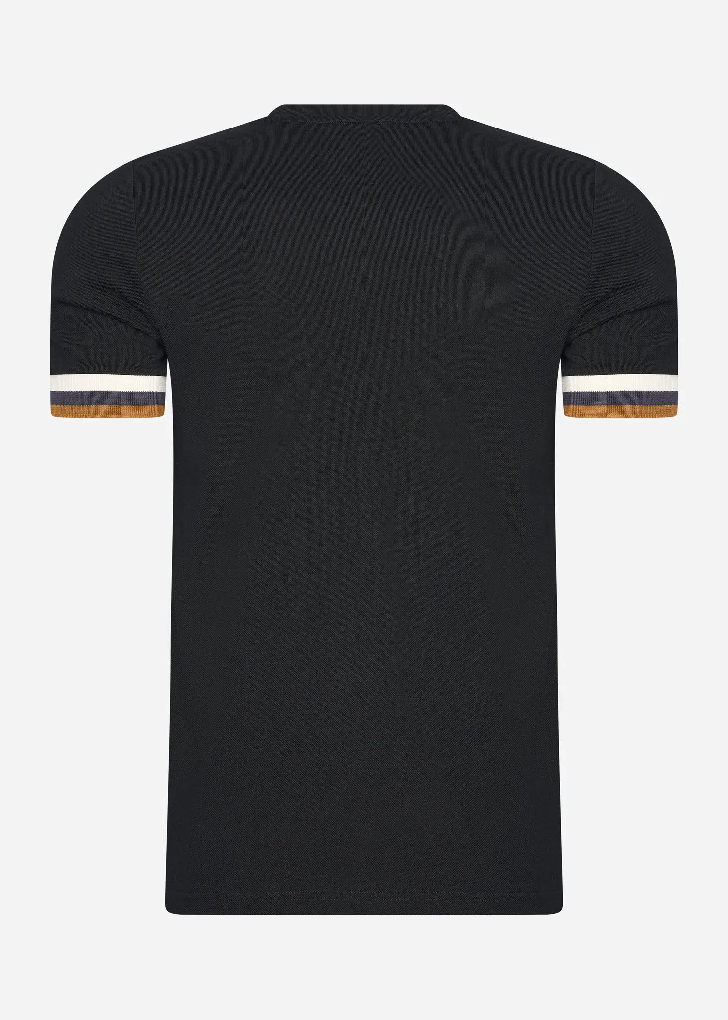 Striped cuff pique t-shirt - black