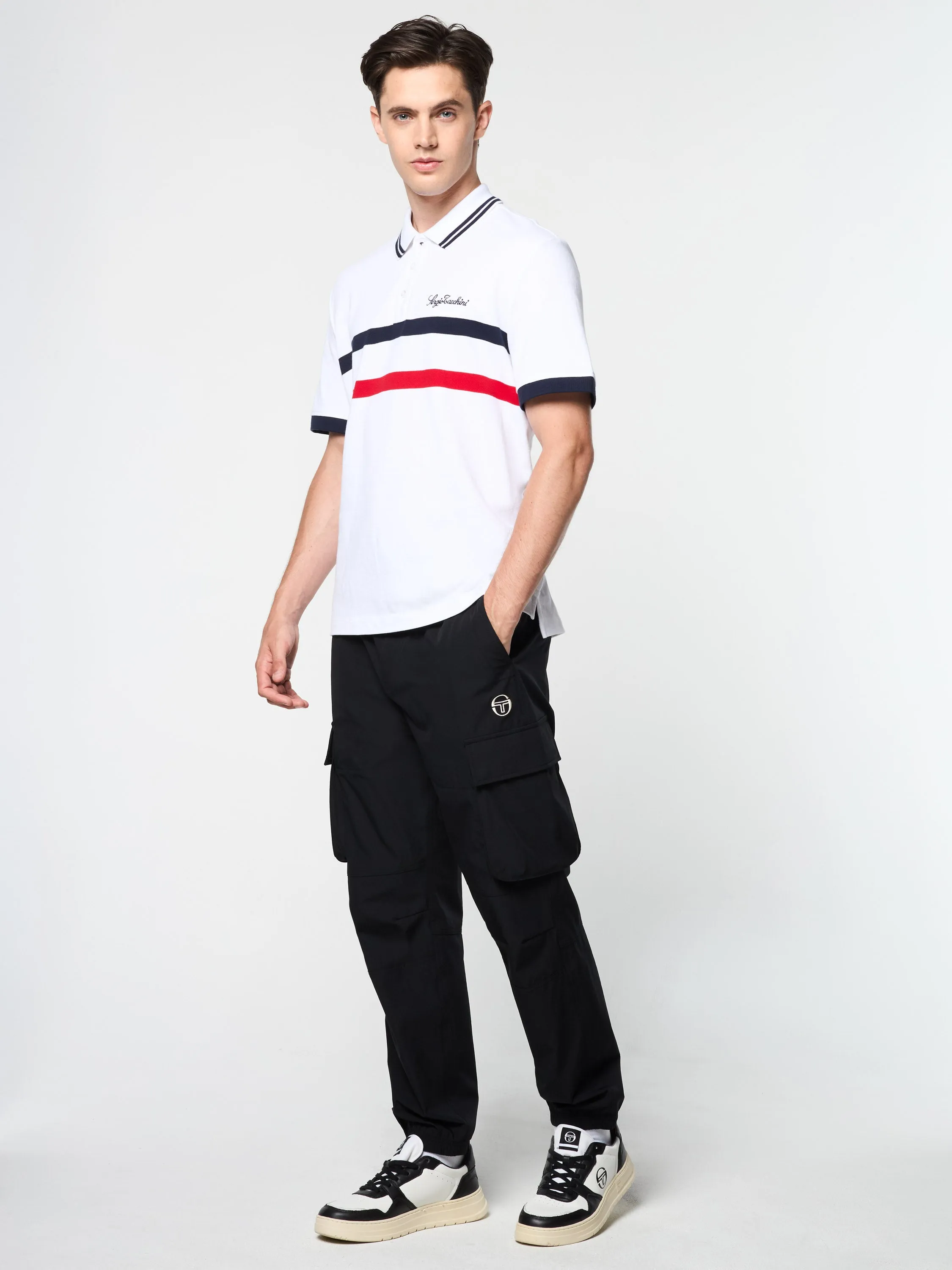 Vieste Stripe Polo- Brilliant White