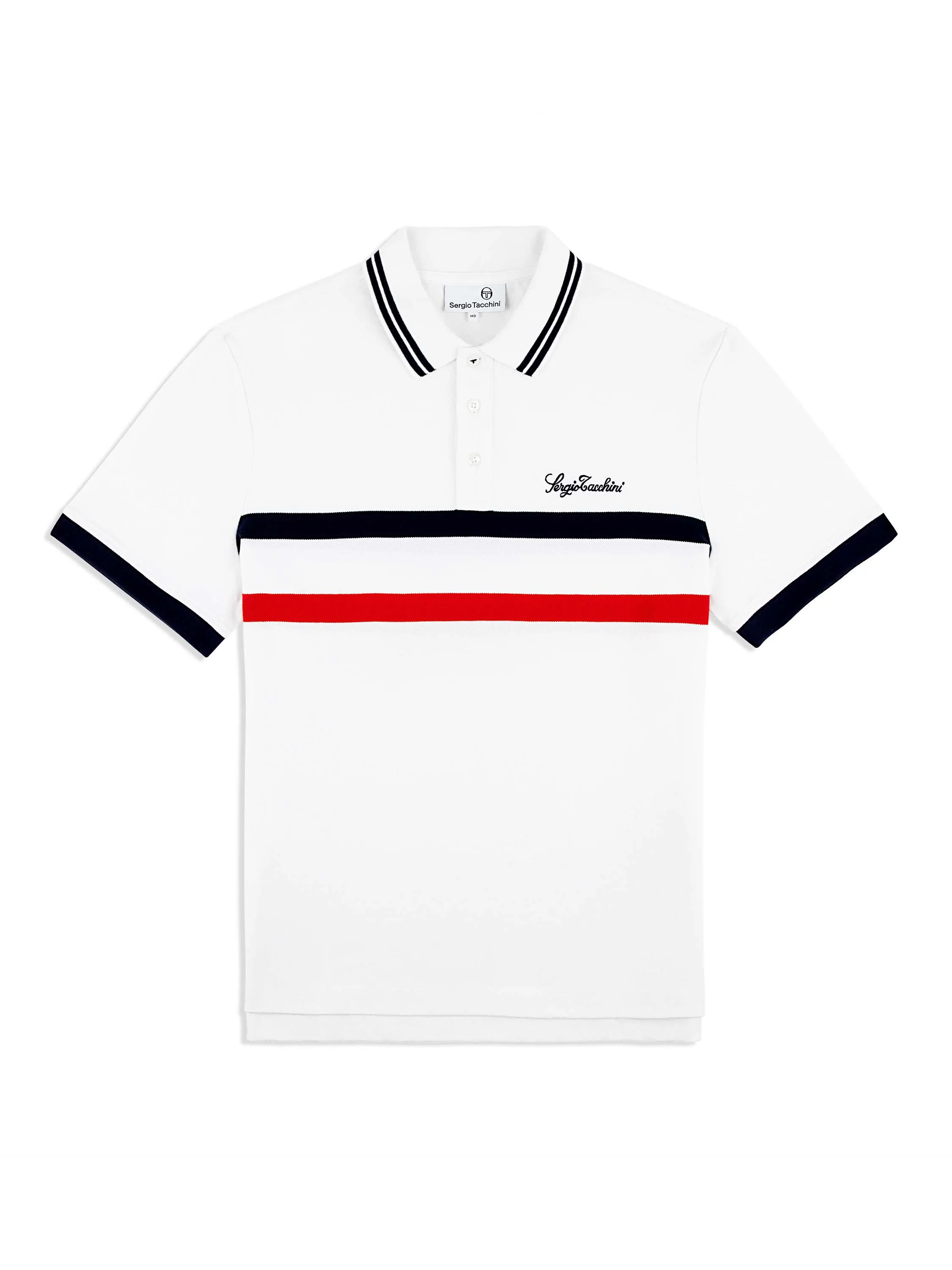 Vieste Stripe Polo- Brilliant White