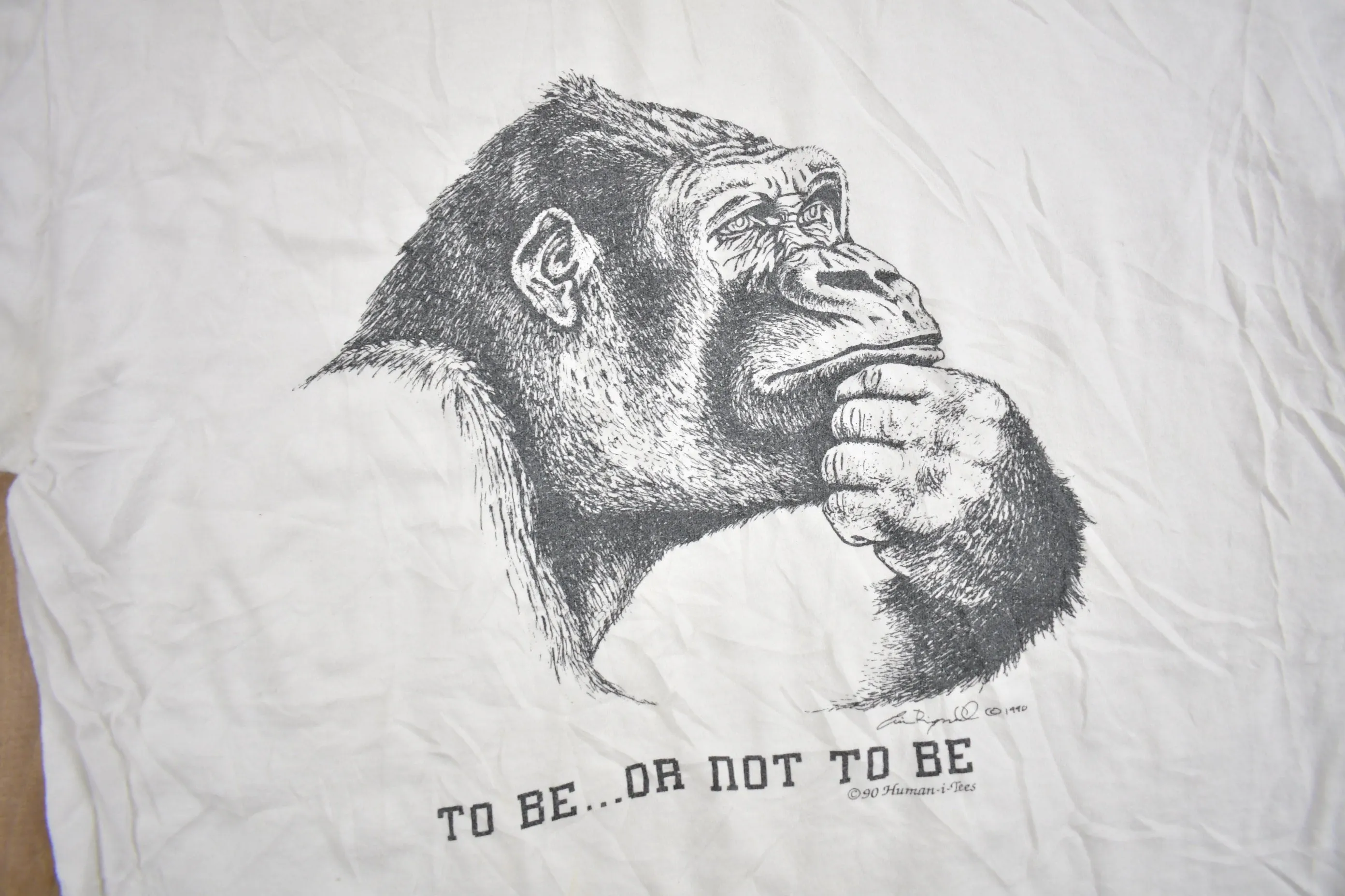 Vintage 1990 Ape Graphic Human-I-Tees T-Shirt