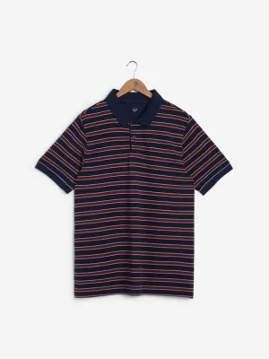 WES Casuals Navy Relaxed Fit Polo T-Shirt