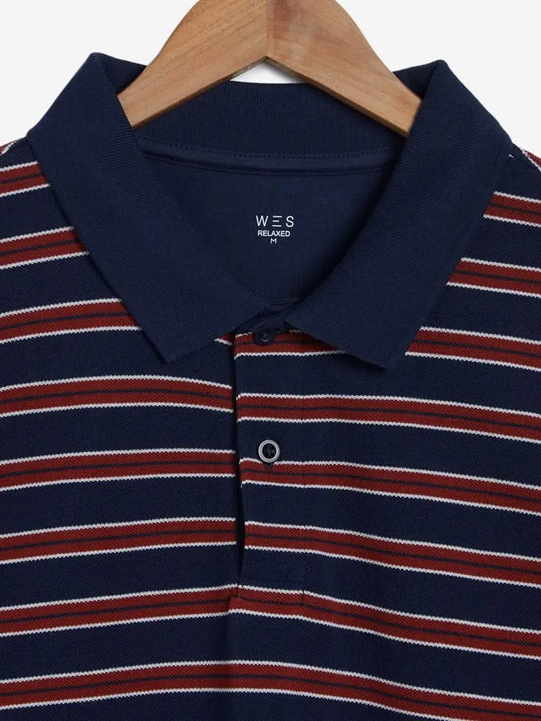 WES Casuals Navy Relaxed Fit Polo T-Shirt