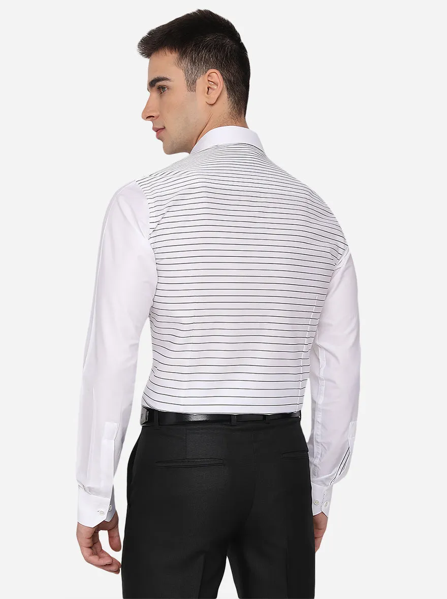 White & Black Striped Slim Fit Party Wear Shirt | JB Studio