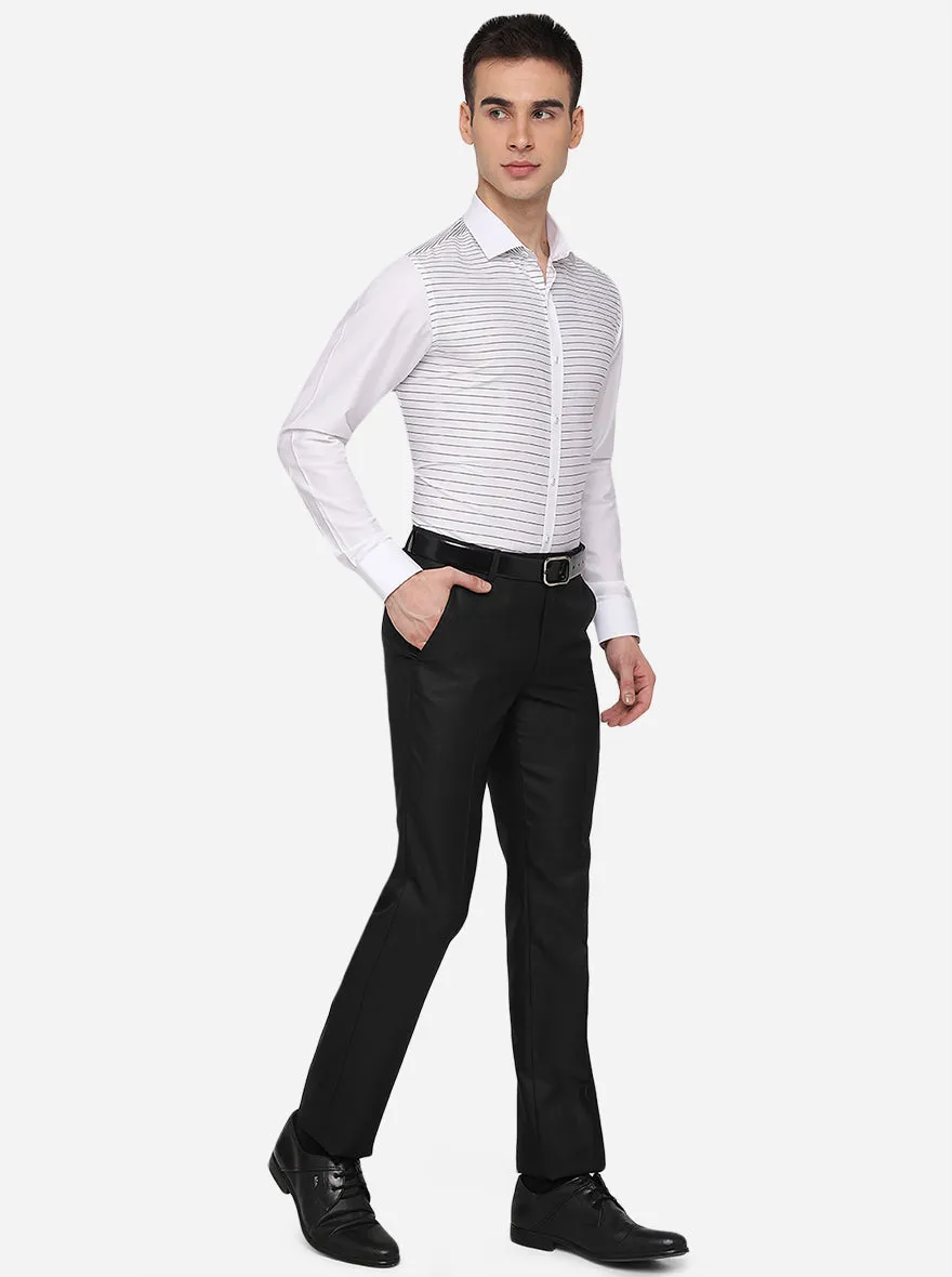 White & Black Striped Slim Fit Party Wear Shirt | JB Studio