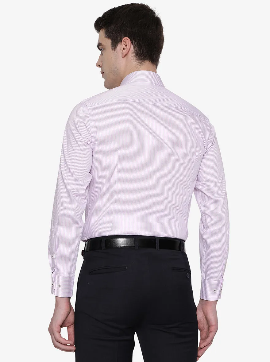 White & Pink Striped Slim Fit Formal Shirt | Greenfibre