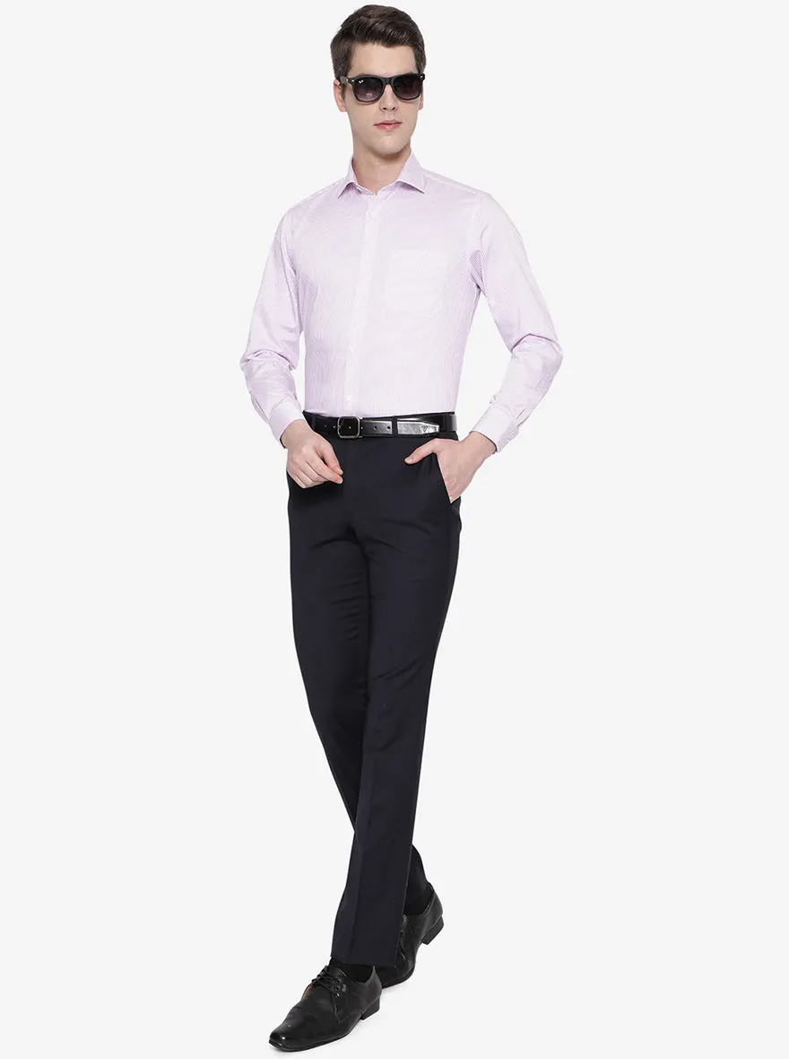 White & Pink Striped Slim Fit Formal Shirt | Greenfibre