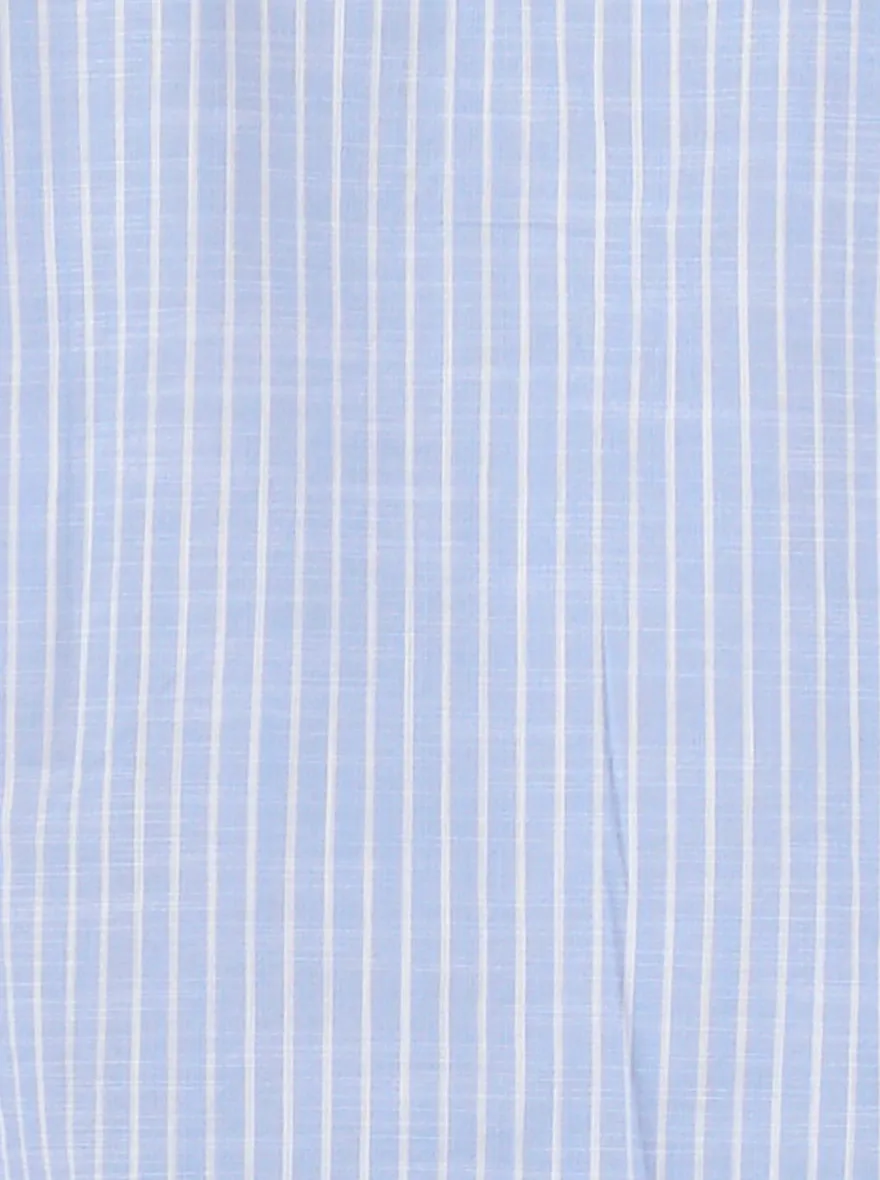 White and Blue Striped Slim Fit Casual Shirt | Greenfibre