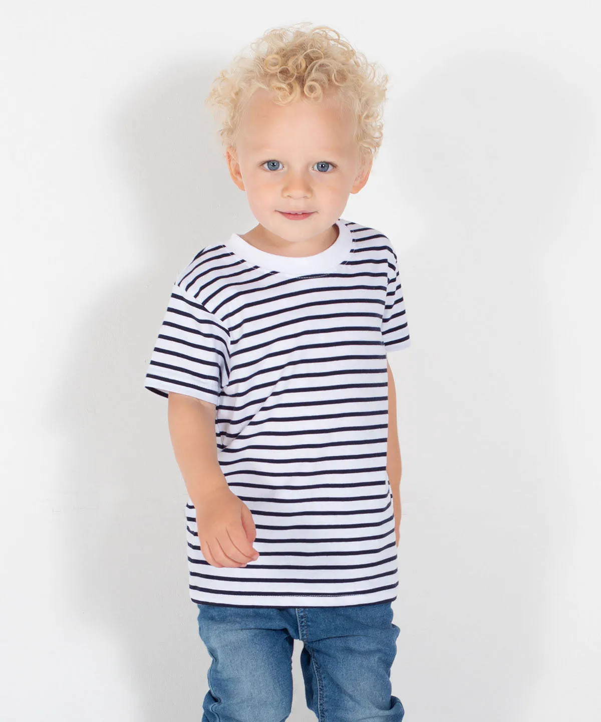 White/Oxford Navy - Short sleeve striped t-shirt