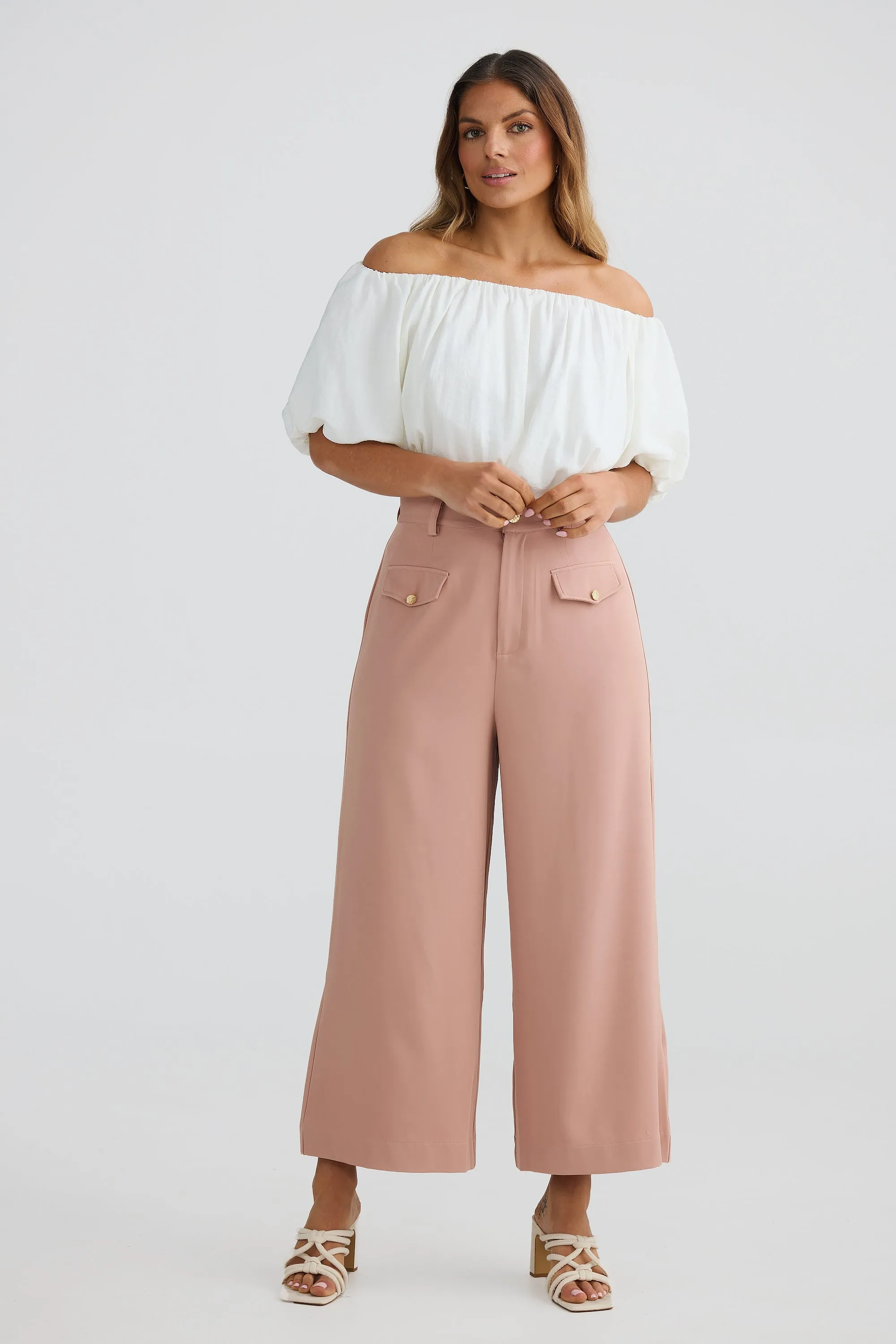 Wide Leg Pocket Pants - Dusty Rose