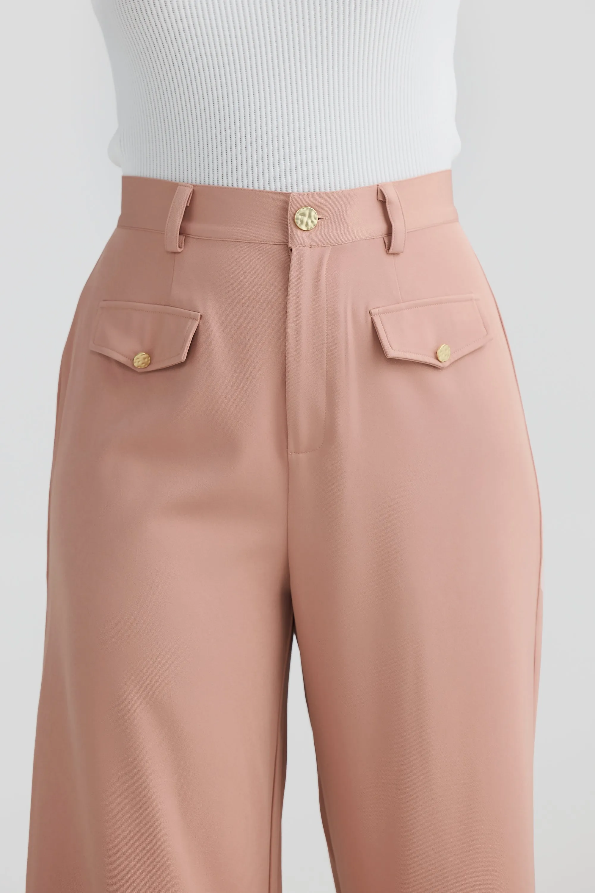 Wide Leg Pocket Pants - Dusty Rose