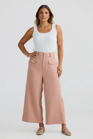 Wide Leg Pocket Pants - Dusty Rose