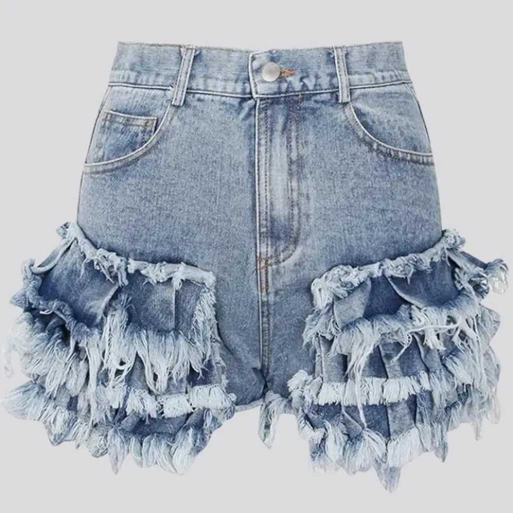 Wide-leg women's denim shorts