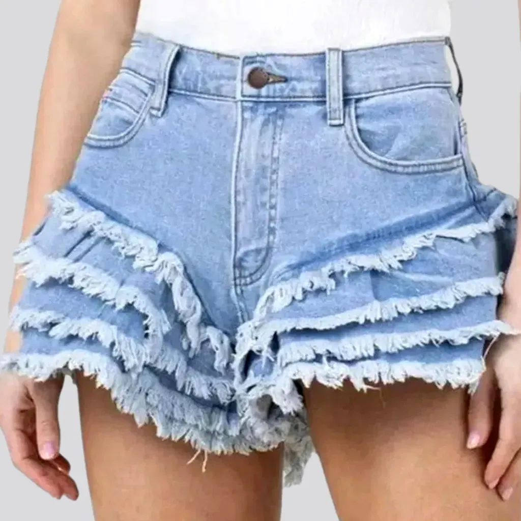 Wide-leg women's denim shorts