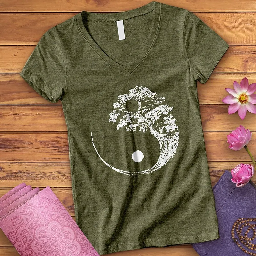 Yin Yang Bonsai Tree V-Neck